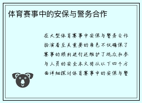 体育赛事中的安保与警务合作